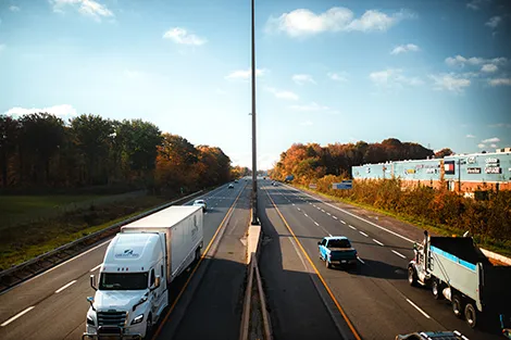 Trucks on a highway