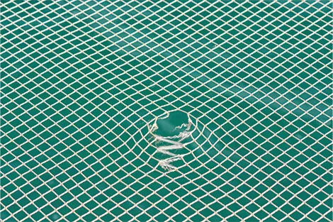 Rope cargo net on an obstacle