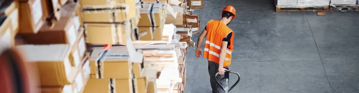Warehouse worker working.