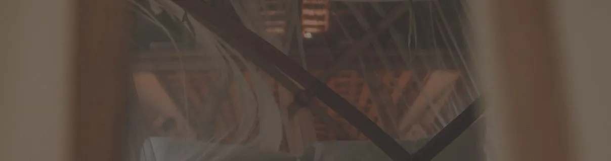 Mosquito netting setup at a house.