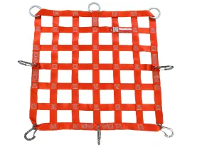 Cargo netting with metal rings